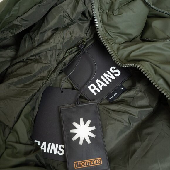 Rains Puffer Down Jacket Waterproof Vegan Unisex Green - Picture 5 of 13